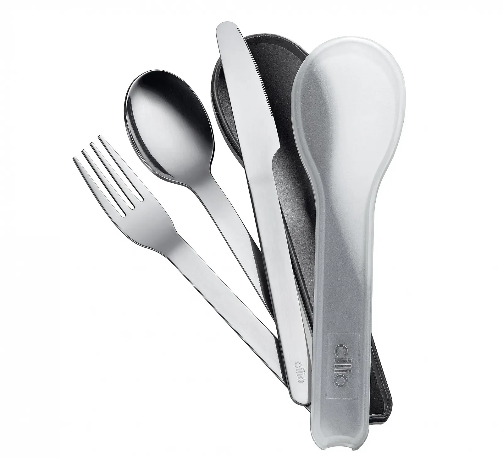 Набор столовых приборов Cilio Gita, 3 предмета, нержавеющая сталь, дорожные, пластиковая коробка, фото №1