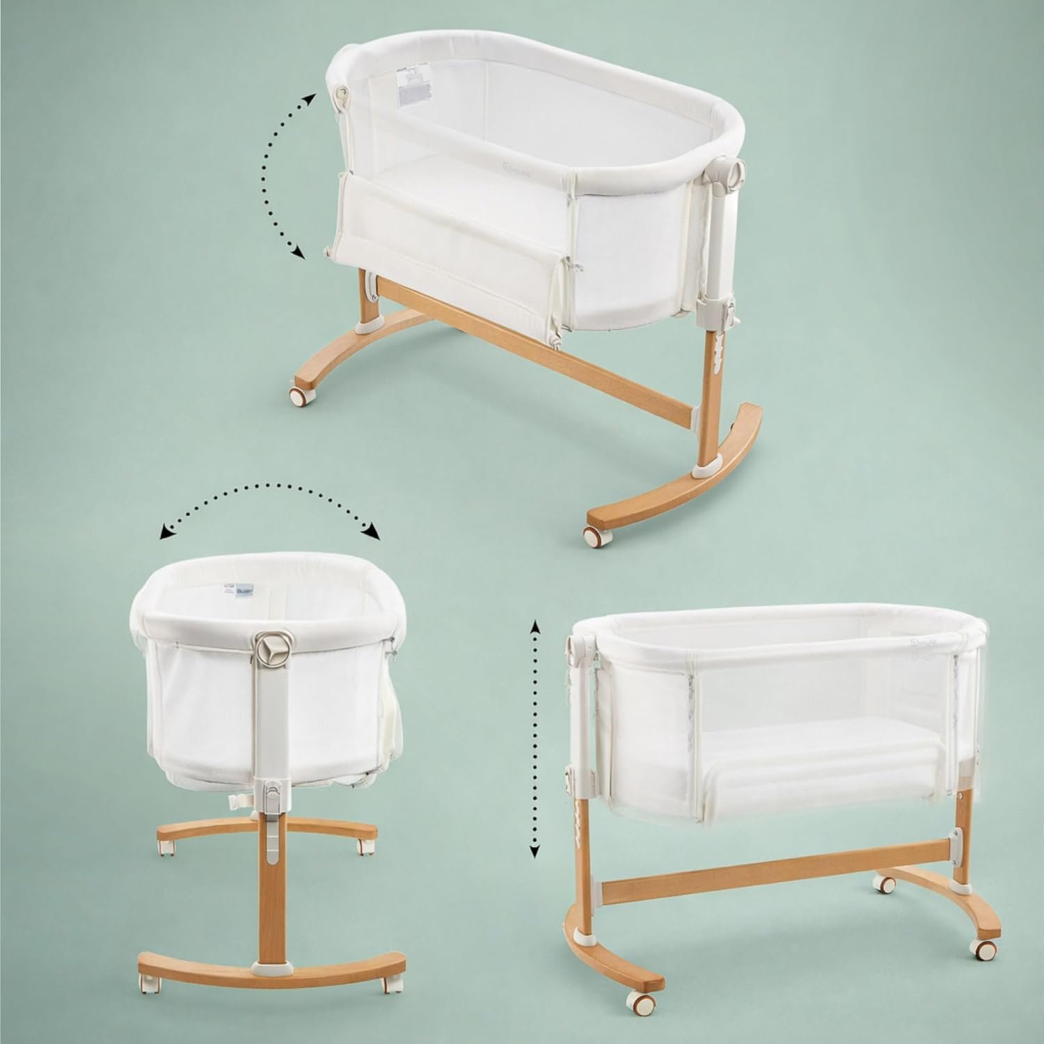 Детская кроватка Babygo Amila Beige Creme / Приставная кровать с матрасом / Белая, фото №6 Детская кроватка Babygo Amila Beige Creme / Приставная кровать с матрасом / Белая, фото №6