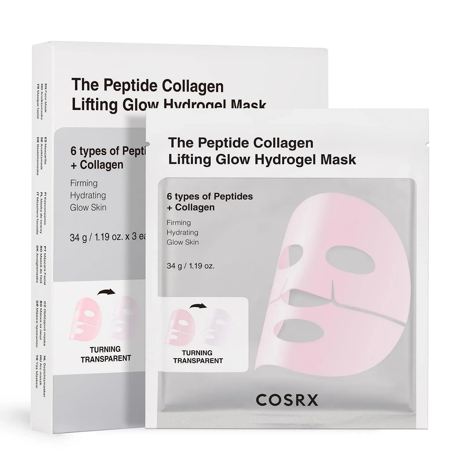 Маска для лица гидрогелевая COSRX The Peptide Collagen Lifting Glow, набор 3 шт, фото №1