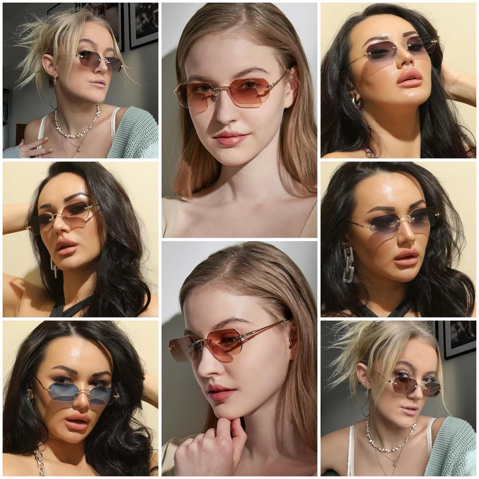 Солнцезащитные очки Retro Rimless Rectangular JCTAIFOO, фото №4