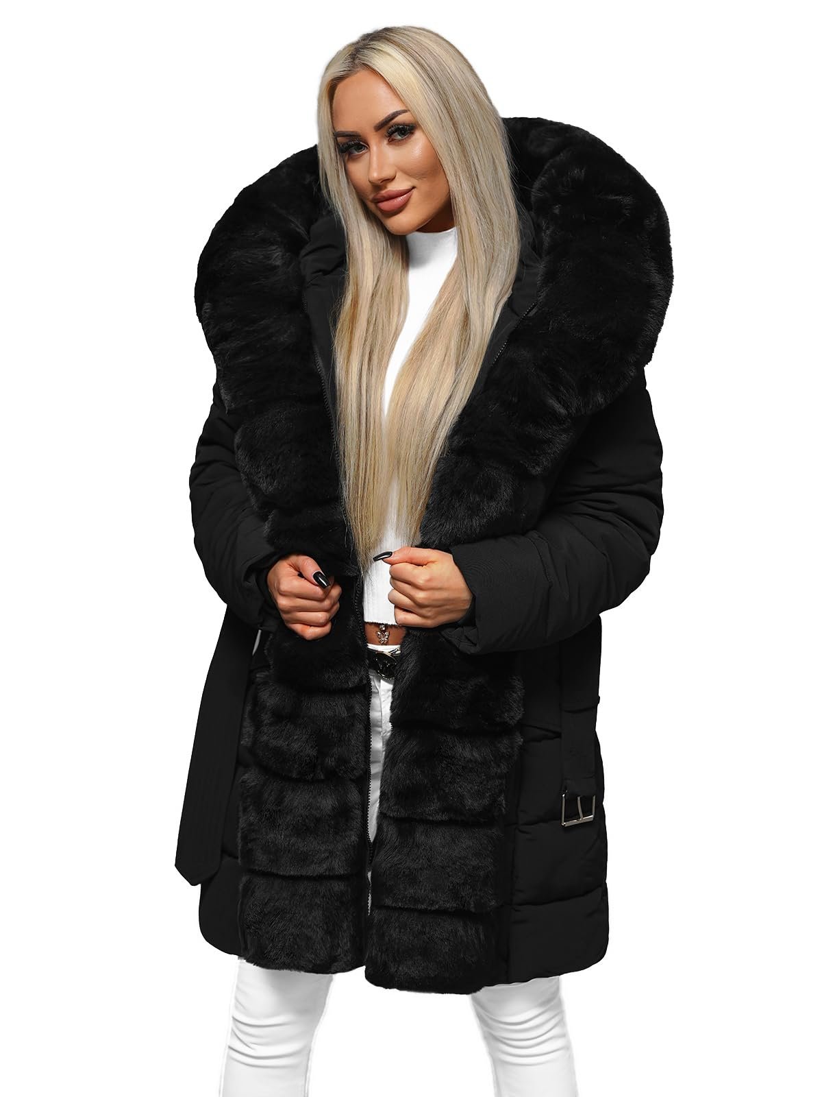 Женская Зимняя Куртка Parka OZONEE JS/11Z8096Z, Цветовые Вариации, Теплая, Функциональная, Длинная, Подкладка из Искусственного Меха, Пуховая, Утепленная, фото №1