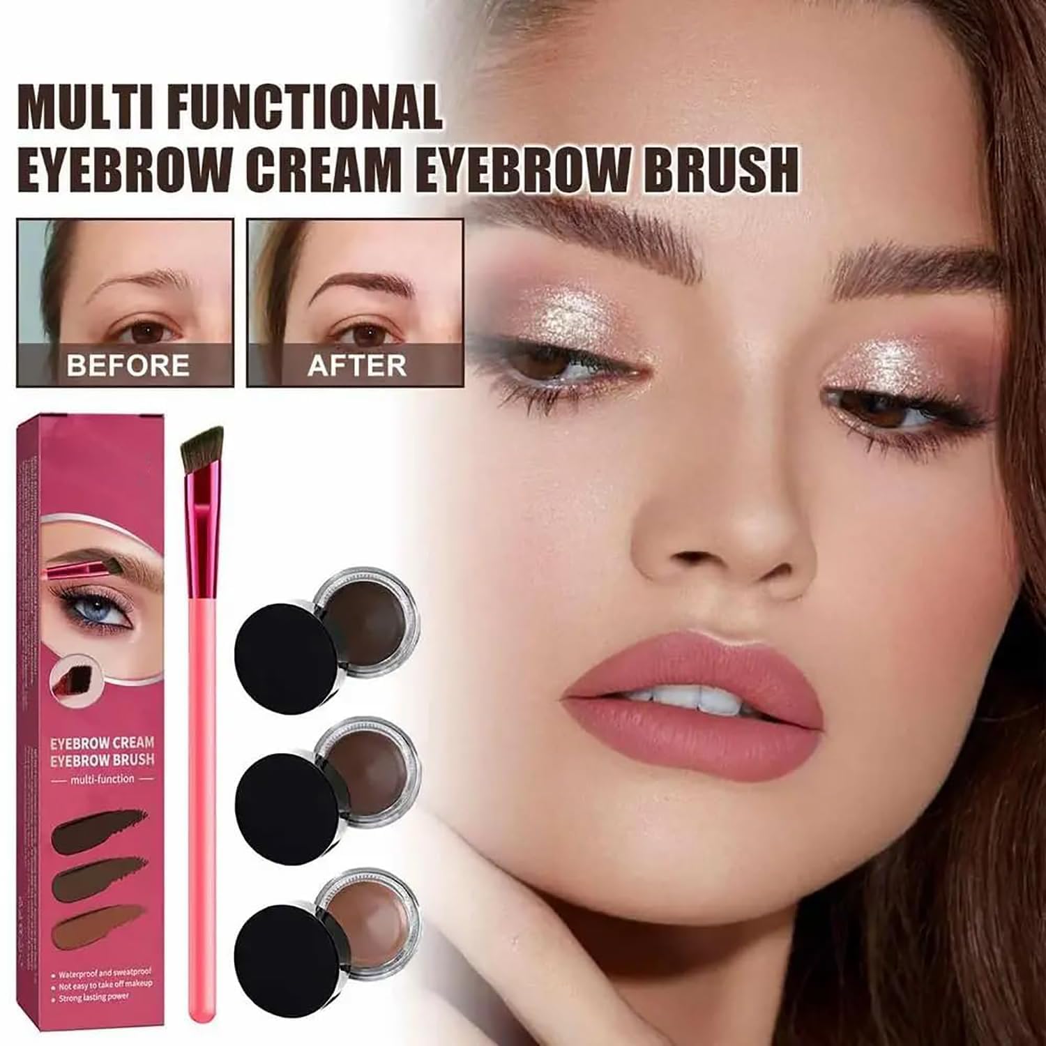 Набір для догляду за бровами Anjoize 4D Hair Stroke Brow Stamp Brush 3 кольори, фото №3