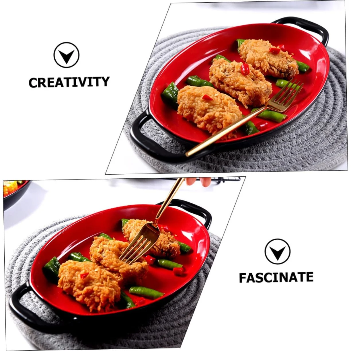 Форма для выпекания керамическая с двумя ручками прямоугольная термостойкая устойчивая к царапинам для духовки и стола, фото №2