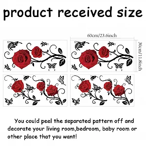 Настінні наклейки SUPERDANT Червоні троянди та метелики 4 аркуші 60 x 30 см synthetic.ua - Фото 1