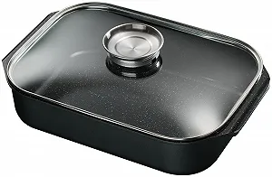 Жаровня King B6823S со стеклянной крышкой керамическое покрытие 40 x 26 см литой алюминий красный - Фото 1