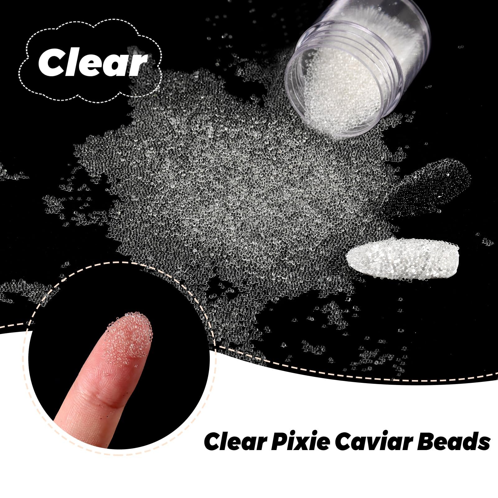 Икра для ногтей Laza, микро-бисер Pixie, 0.6-0.8 мм, радужные капли воды, хрустальные бусины для ногтей для 3D украшений для ногтей, 2 цвета, фото №2 Икра для ногтей Laza, микро-бисер Pixie, 0.6-0.8 мм, радужные капли воды, хрустальные бусины для ногтей для 3D украшений для ногтей, 2 цвета, фото №2