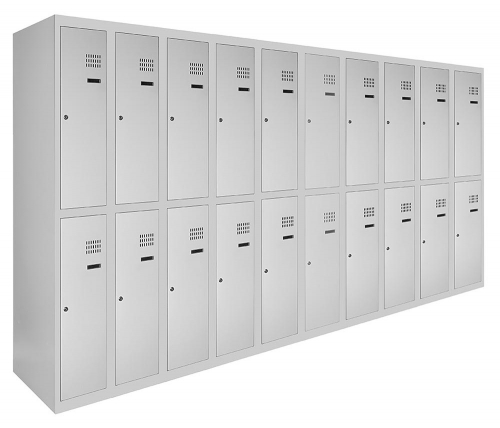 Шкаф металлический для одежды двухуровневый с верхней полкой LEVMETAL ШОМ вп 2/30/10 180х300х50, фото №2