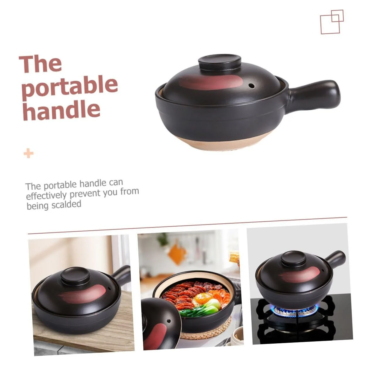 Горшок TOYANDONA Керамический с крышкой Жаростойкий Компактный Нескользящий, фото №5