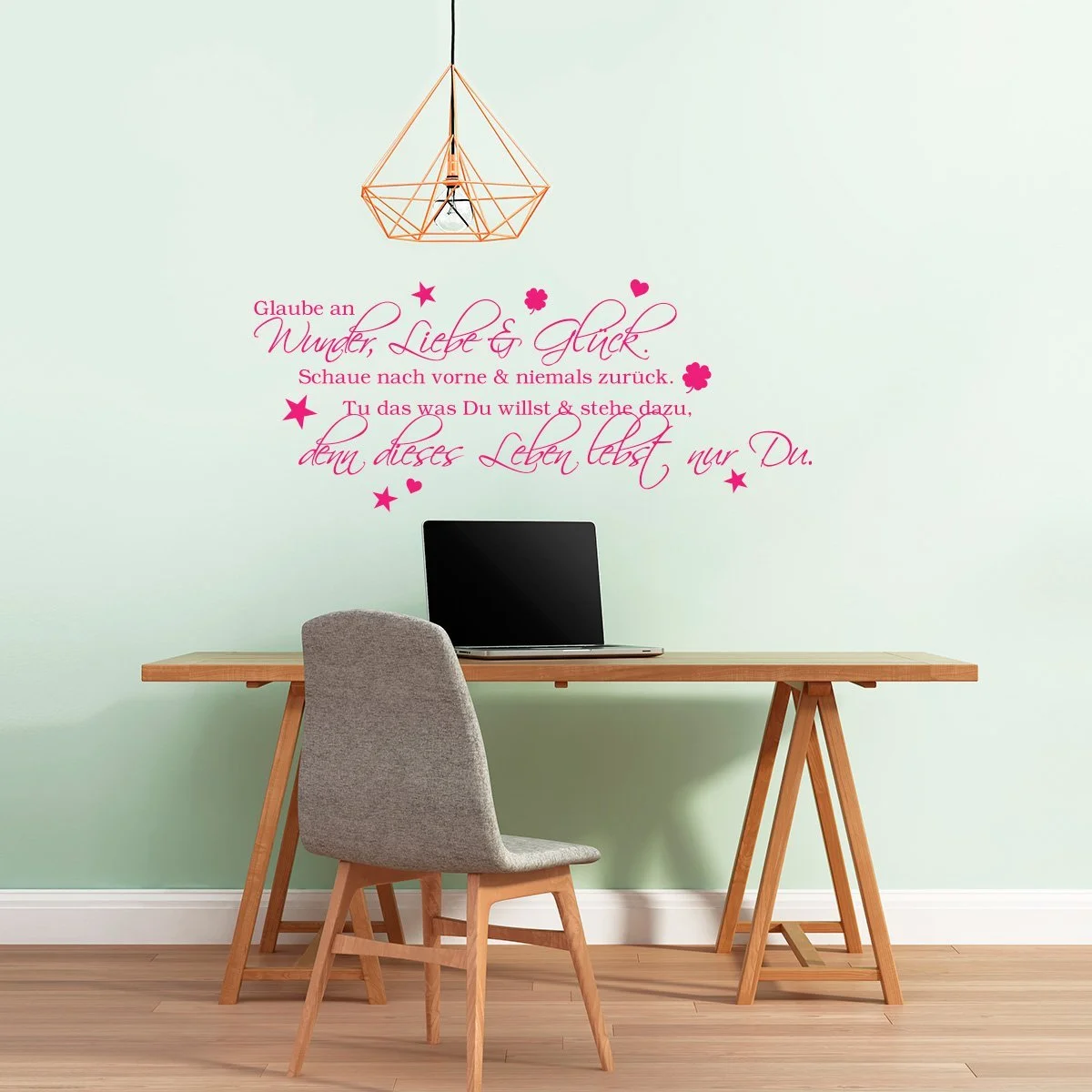Наклейка на стену Wandkings Glaube an Wunder Немецкий текст 50 x 21 см Розовая, фото №2