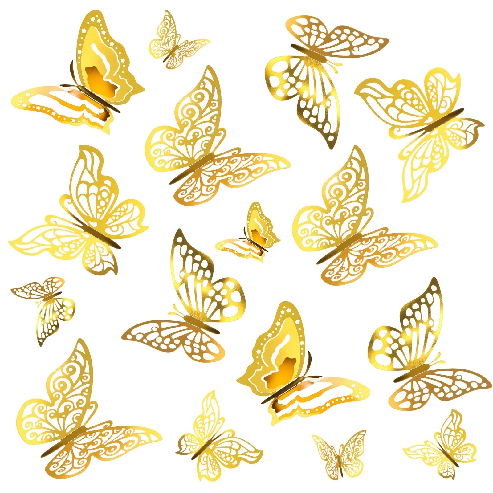 Наклейки на стену 3D Gold Butterflies Набор 96 шт. Золотые, фото №1 Наклейки на стену 3D Gold Butterflies Набор 96 шт. Золотые, фото №1