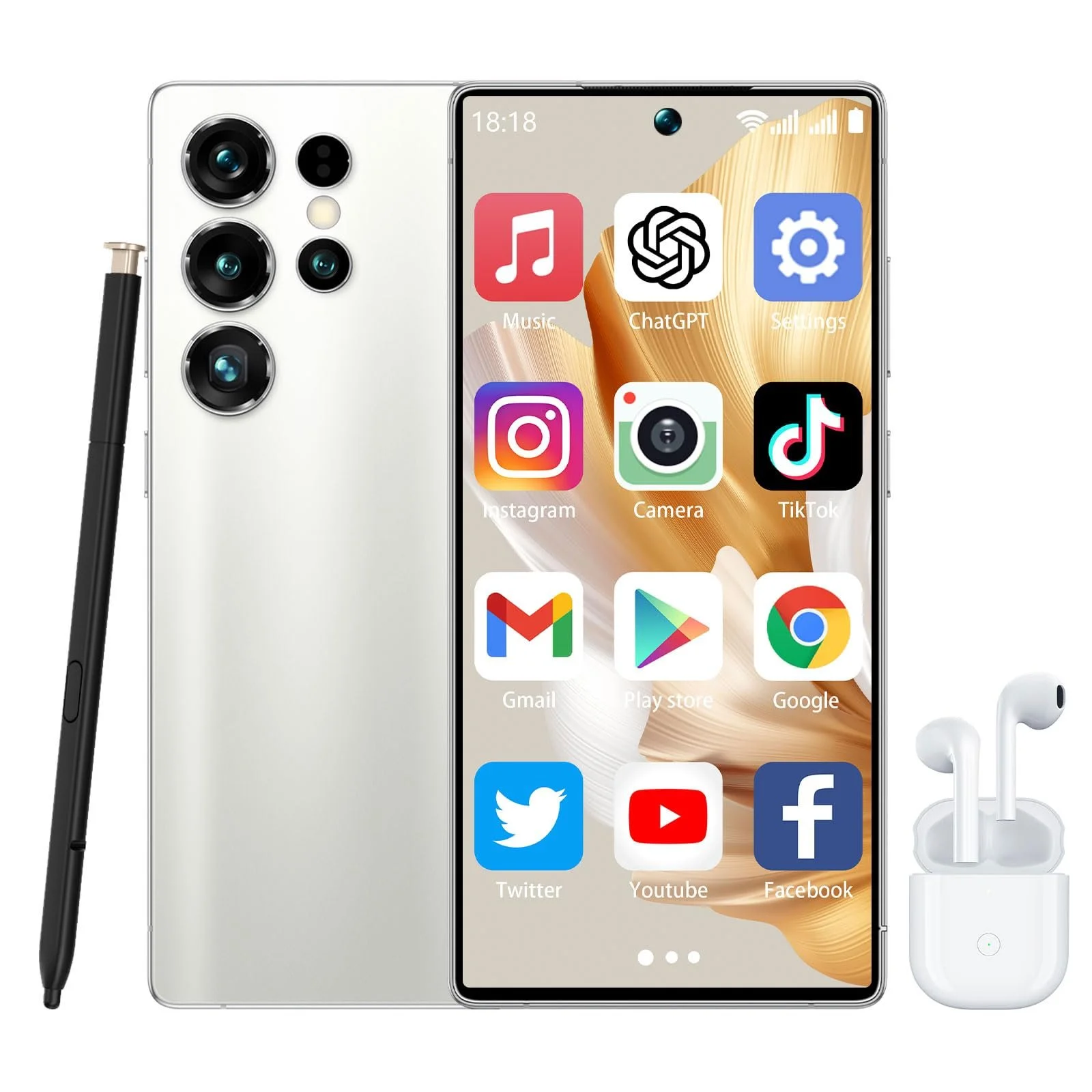 Смартфон 4G 6.8" Face Detection Dual SIM 3800mAh со стилусом и наушниками Silver, фото №1 Смартфон 4G 6.8" Face Detection Dual SIM 3800mAh со стилусом и наушниками Silver, фото №1