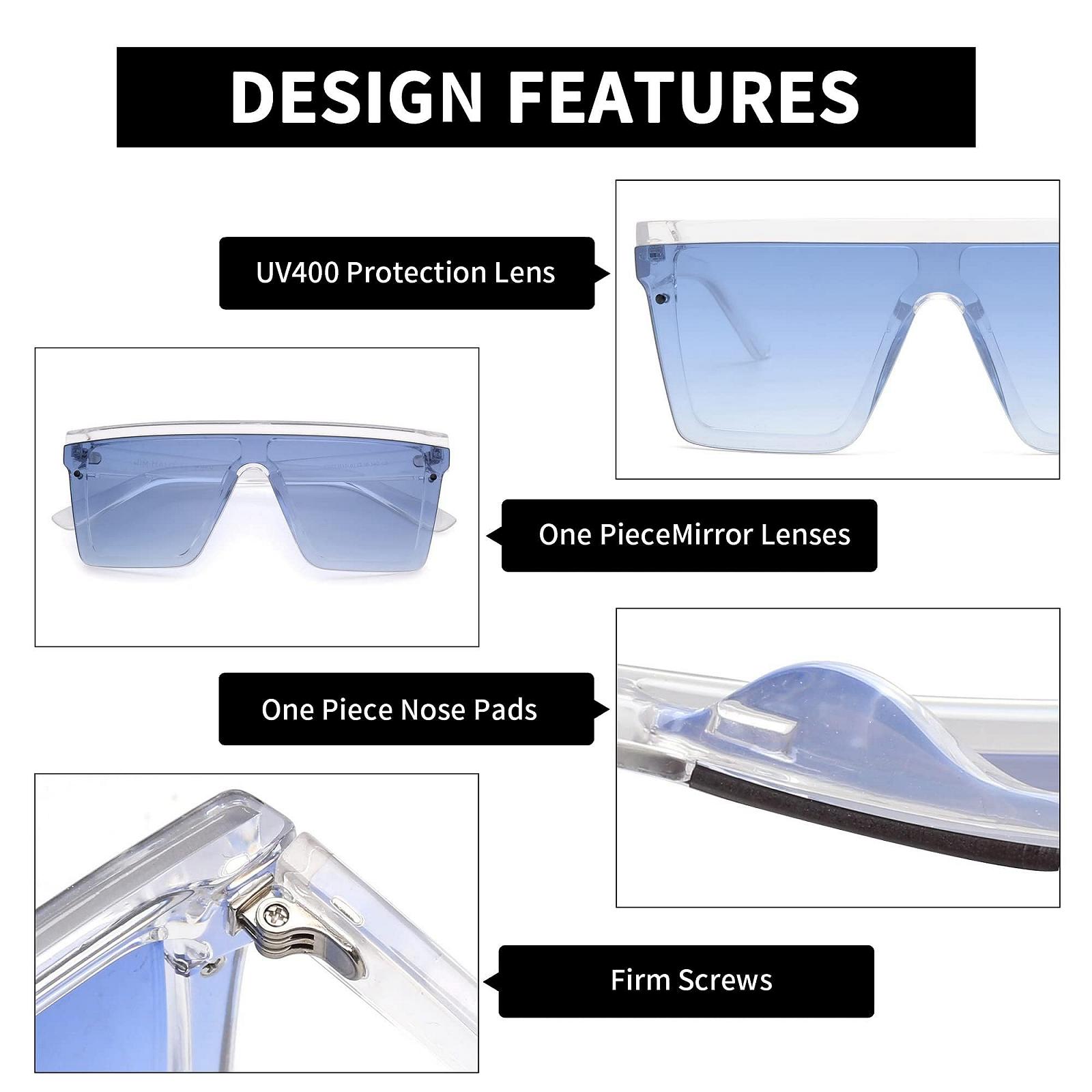 Сонцезахисні окуляри Плоский верх JIM HALO Shield Квадратні дзеркальні без оправи для чоловіків і жінок, фото №4