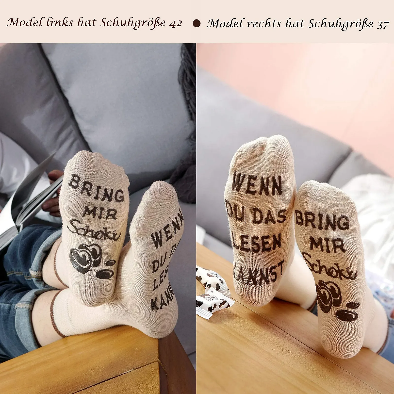 Носки шоколадные, шоколадный подарок, подарки на День святого Валентина для женщин, если ты это читаешь, принеси мне шоколад, подарки на день рождения для женщин, подруги, сестры - бежевый, фото №2