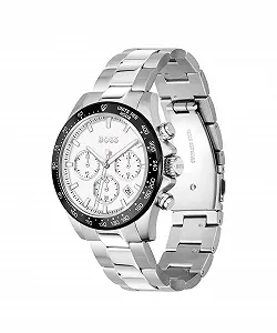 Мужской Хронограф BOSS Коллекция Hero 43 мм Кварцевые часы со стальным браслетом (звенья или сетка), функция даты, 3 дополнительных циферблата, водостойкость 5 ATM synthetic.ua - Фото 1