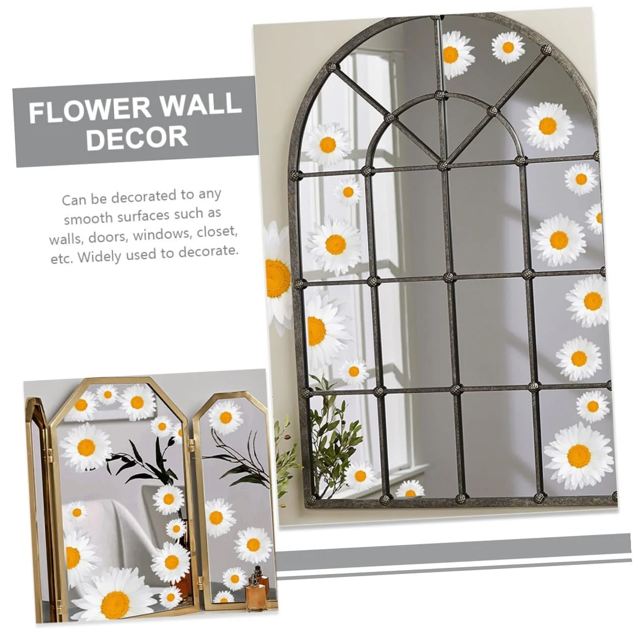 Наклейка на стіну White Small Flowers Квіти Самоклеюча Білий, фото №7