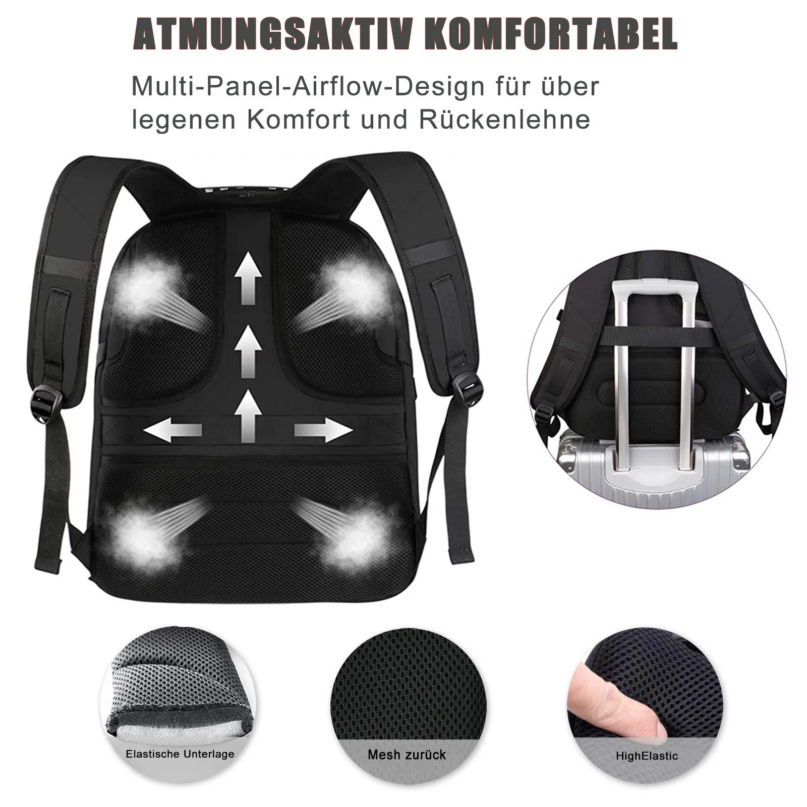 Рюкзак для ноутбука MATEIN Large 17.3 дюйма Waterproof Anti Theft Red, фото №4