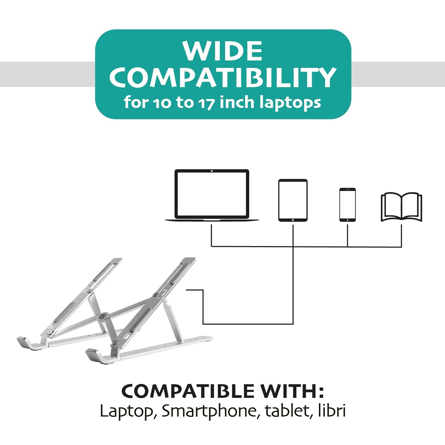 Подставка для ПК Портативная OVERMUST Алюминиевый сплав Серебристый, фото №4 Подставка для ПК Портативная OVERMUST Алюминиевый сплав Серебристый, фото №4