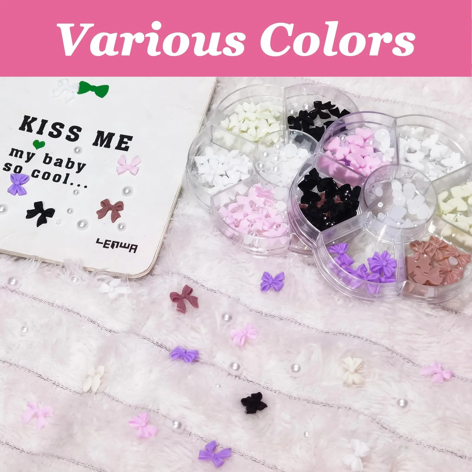 Набор Подвесок для ногтей (2 шт.), Шлифовальные подвески для ногтей с пинцетом, Красочный 3D бант, Подвеска для нейл-арта, DIY чехол для мобильного телефона, Украшения, Поделки, фото №5