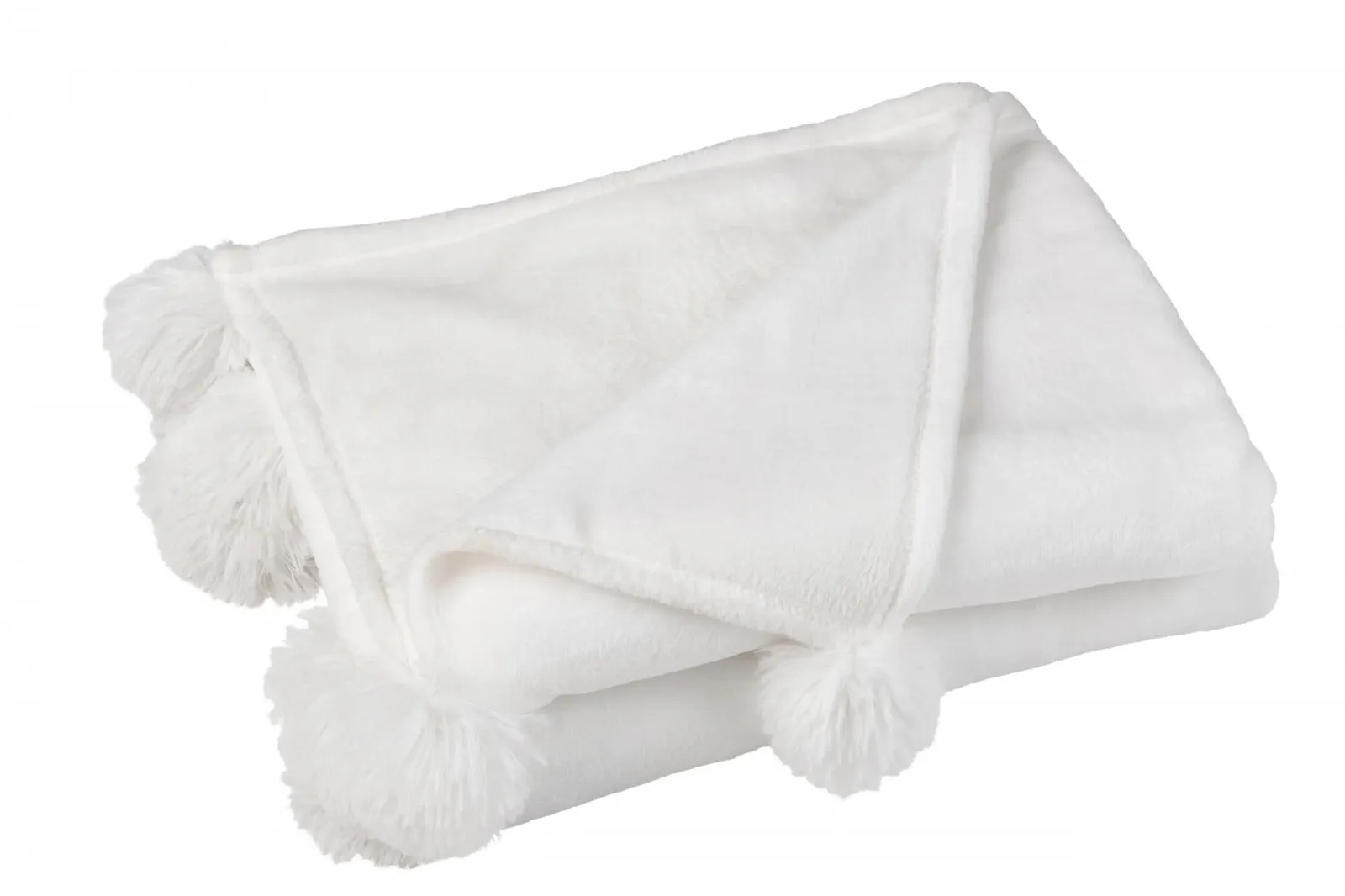 Плед J-Line Pompom - Поліестер - Білий, фото №1