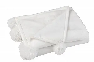 Плед J-Line Pompom - Поліестер - Білий - Фото 1