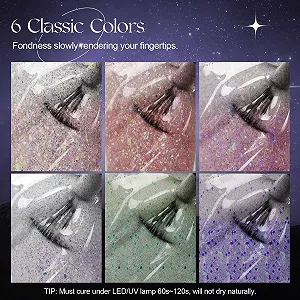 Гель-лак ROSALIND Glitter, набір з 6 міні термо гель-лаків для нігтів synthetic.ua - Фото 1