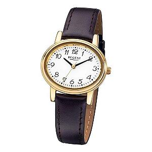 Женские наручные часы Regent Коллекция с кожаным ремешком D1URF577, коричневый ремешок - Фото 1