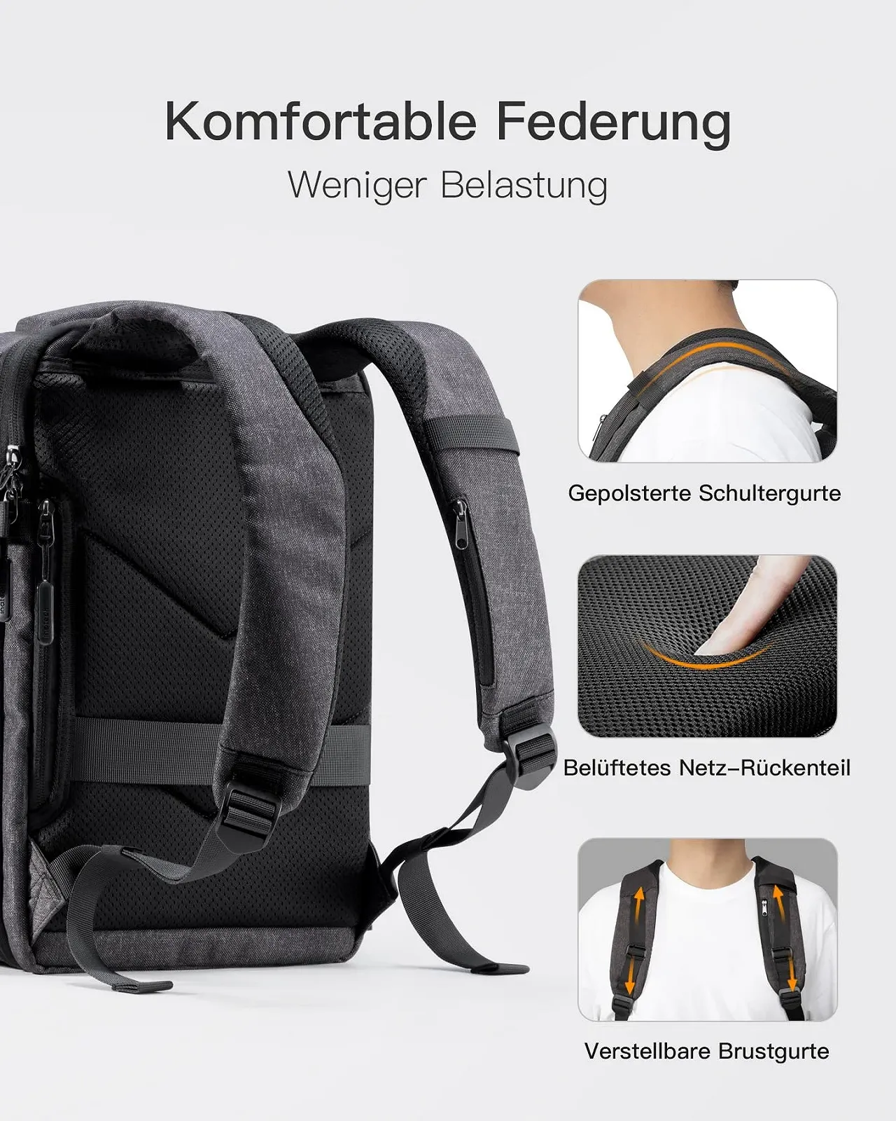 Рюкзак для ноутбука Inateck 17-20L Ryanair Hand Luggage 14 Inch MacBook Pro, фото №7 Рюкзак для ноутбука Inateck 17-20L Ryanair Hand Luggage 14 Inch MacBook Pro, фото №7