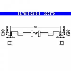 Тормозной шланг ATE 83.7813-0315.3 для VAG, передний мост - Фото 1