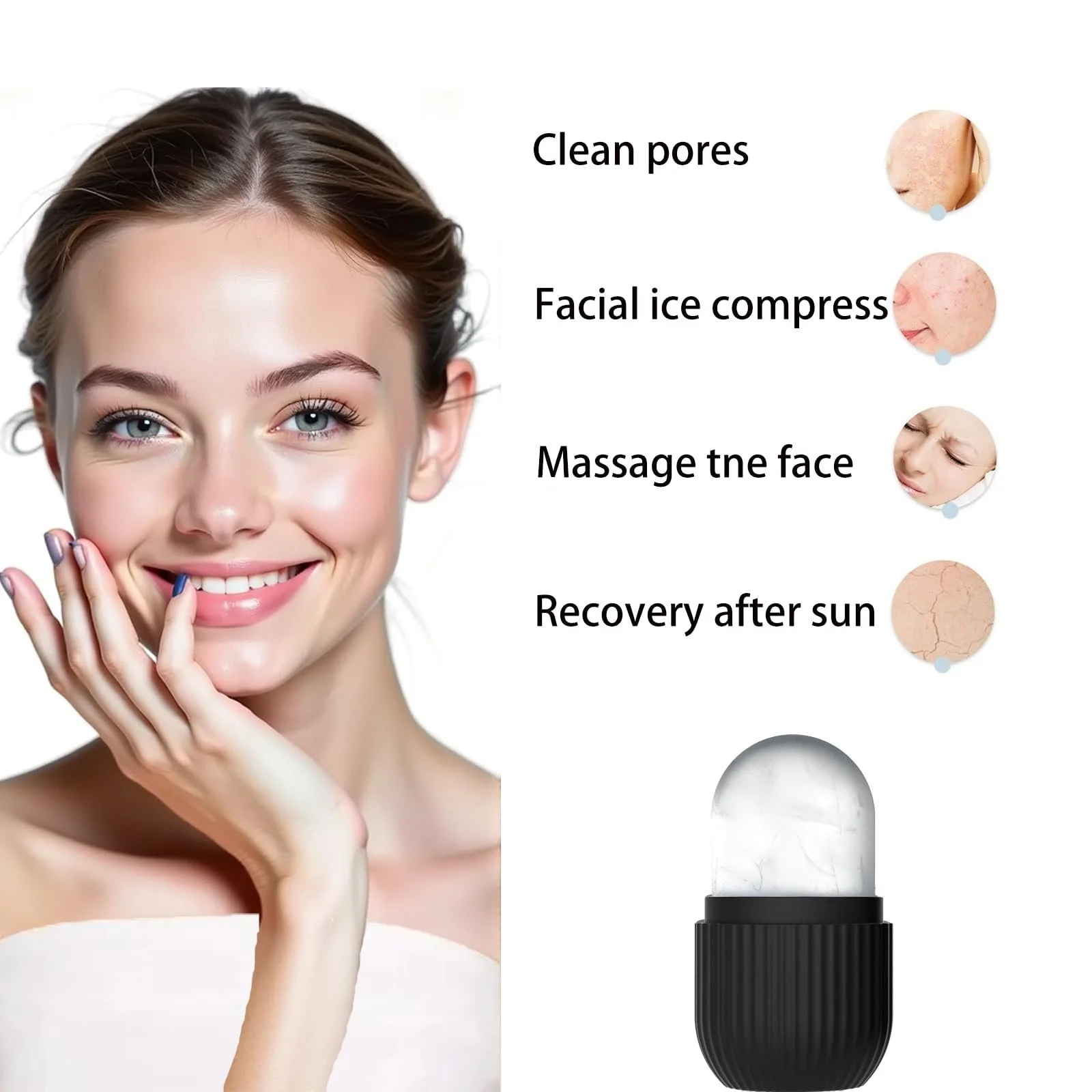 Ролик для обличчя крижаний YHDVOYAG силіконовий багаторазовий для обличчя та очей, фото №2