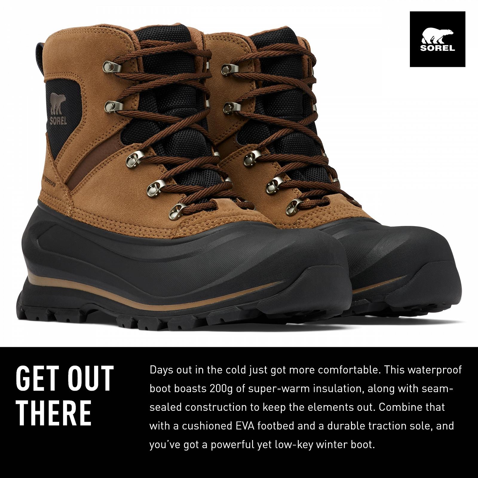 Чоловічі Зимові Чоботи Sorel Buxton Водонепроникні Коричневий (Major x Black) 40 EU, фото №2