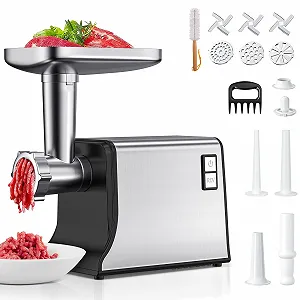 Электрическая мясорубка 3000 W, 3 режущих диска, 3 лезвия и 3 насадки для колбас - Фото 1