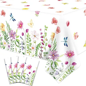 Скатертина одноразова Summer Flowers пластикова квітковий принт 130 х 220 см 4 шт - Фото 1
