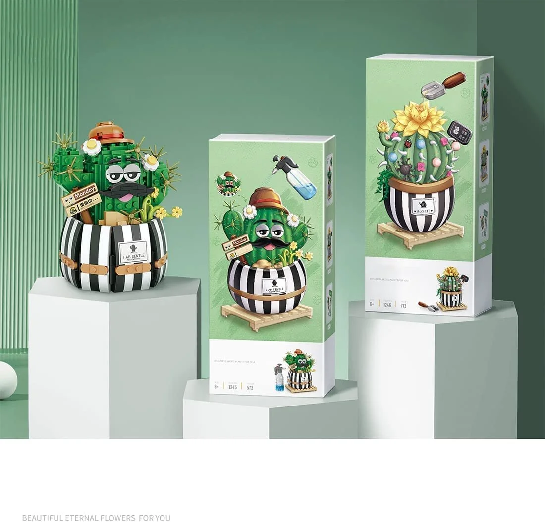 Конструктор AKOGD Кактус, искусственный бонсай, креативный DIY проект, комнатное украшение, ботаническая коллекция, строительные блоки для взрослых и детей (#1), фото №5