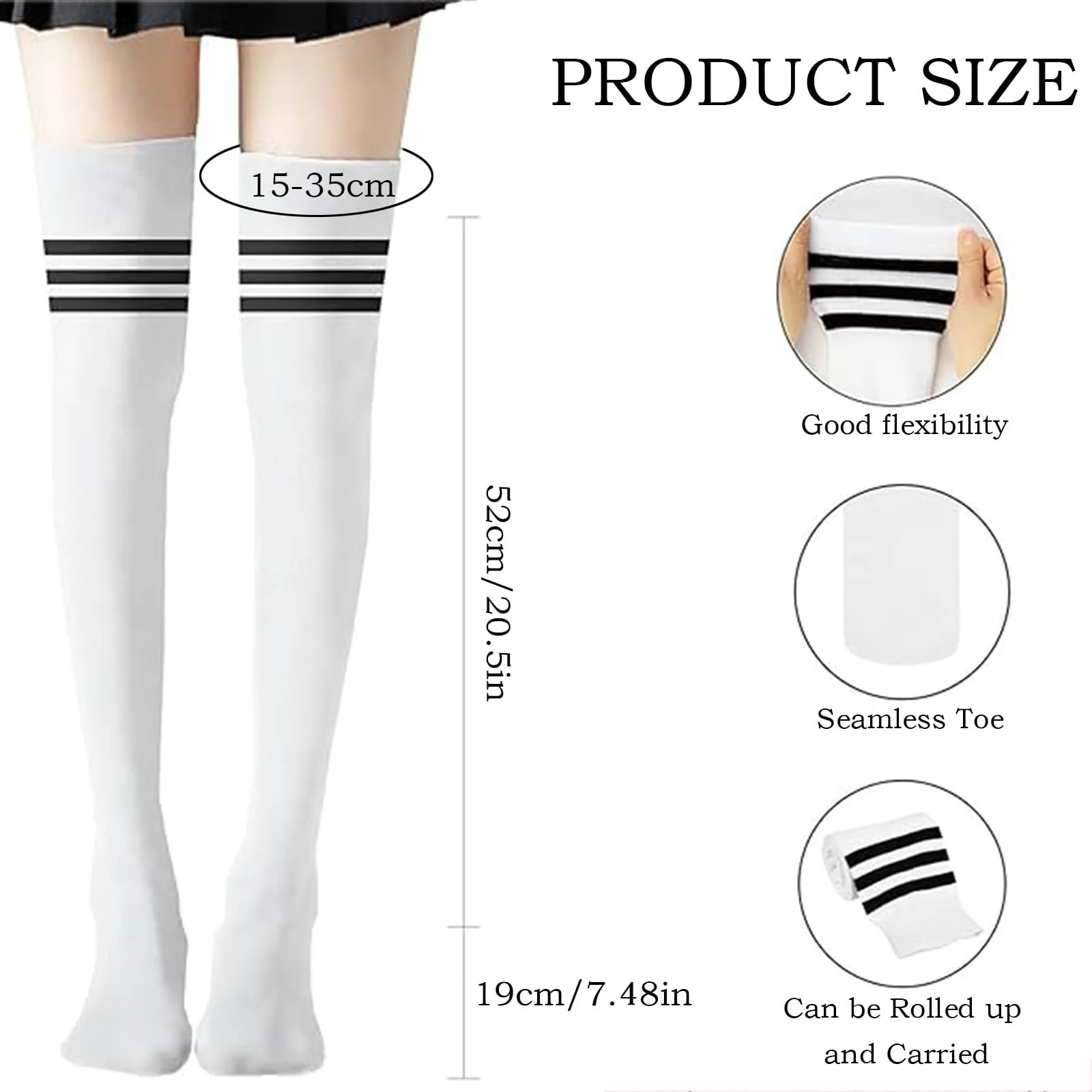 Високі шкарпетки до стегон (3 пари), фото №2