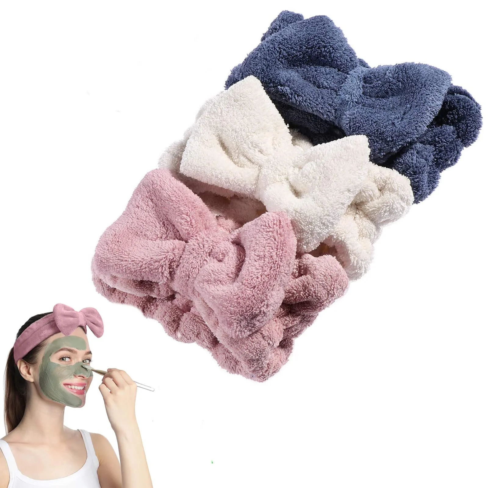 Набор из 3 повязок для волос с бантом, эластичные., фото №1