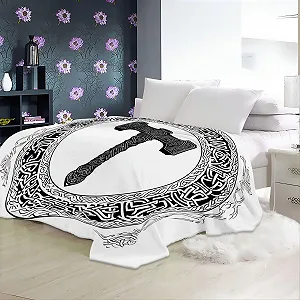 М'який Плед, Геометрична текстура Сокира, Високоякісний фланелевий матеріал, Сірий, 180 x 220 см synthetic.ua - Фото 1