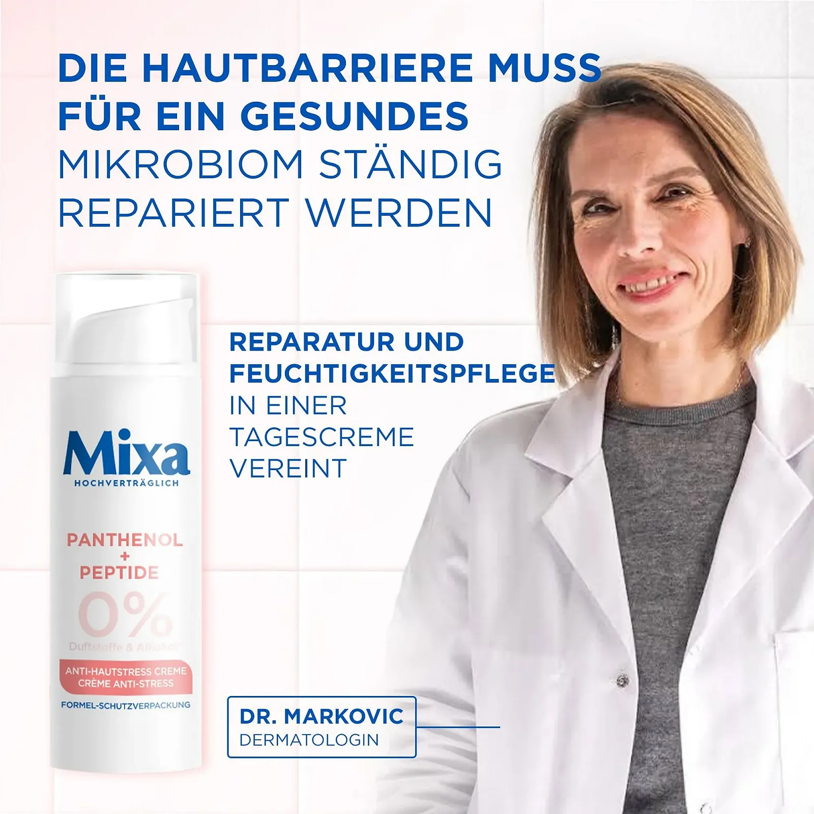 Крем для обличчя Mixa Anti-Skin Stress зволожувальний та регенерувальний з пантенолом та пептидами 50 мл, фото №5