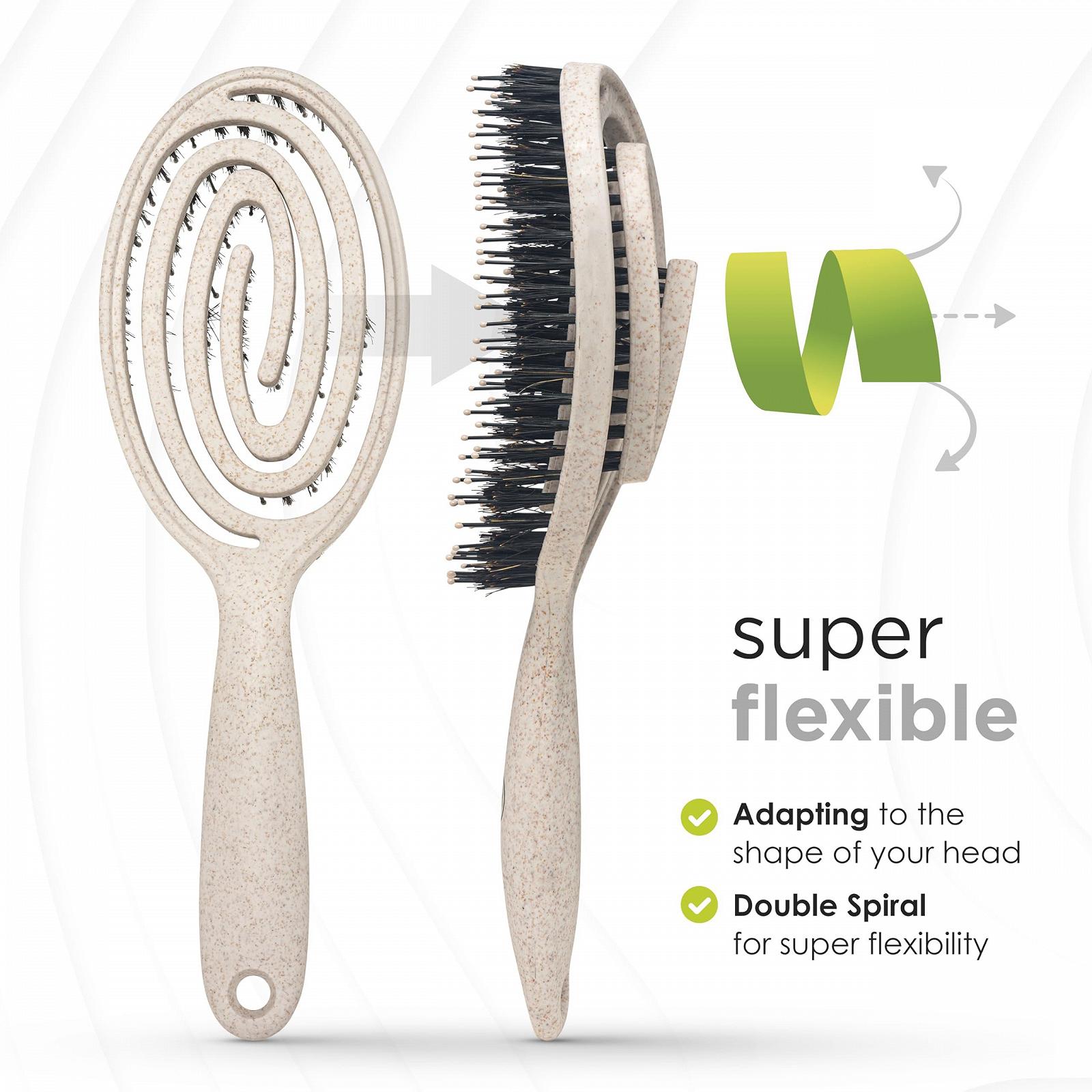 Кругла щітка FABCARE з щетиною кабана Organic Hair Brush Wild Boar Bristles для розплутування волосся, фото №2