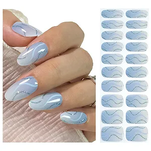 Гелевые наклейки для ногтей UV 20 штук Baby Blue Ombre самоклеящиеся - Фото 1