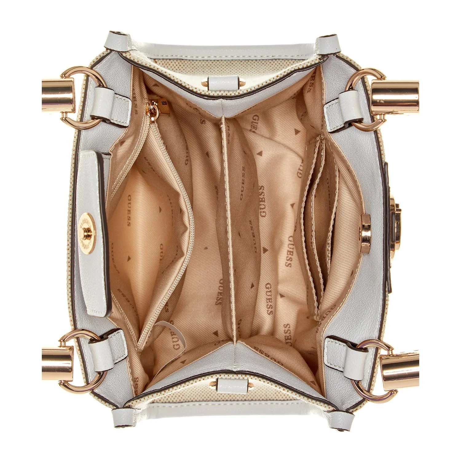 Сумка GUESS Kerima Bamboo 2 Compartment Mini Tote Natural/Dove Logo, фото №4 Сумка GUESS Kerima Bamboo 2 Compartment Mini Tote Natural/Dove Logo, фото №4