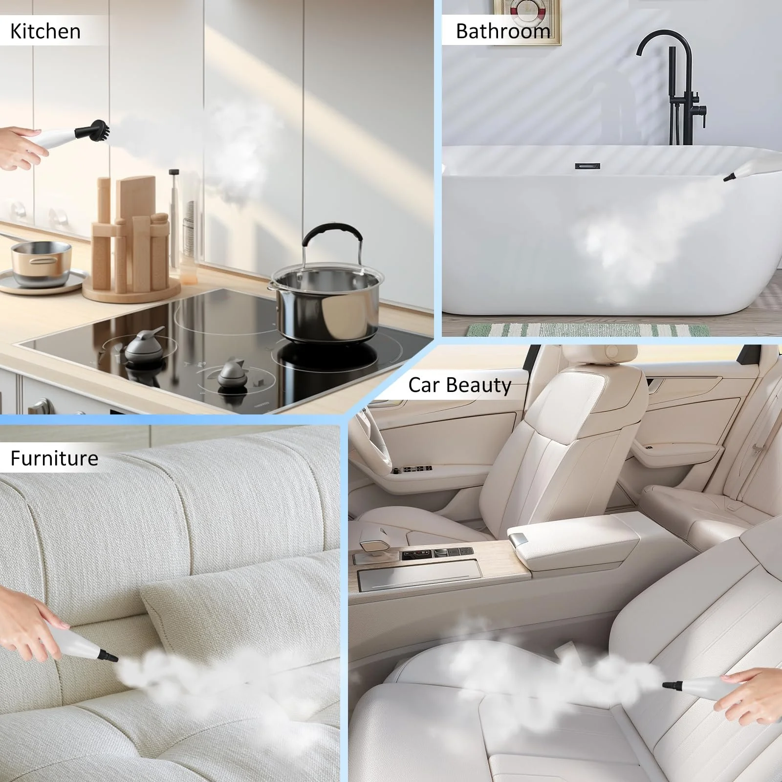 Пароочисник ручний 2500 W 1200 мл 4.5 Bar з 8 аксесуарами та сенсорним екраном, фото №3