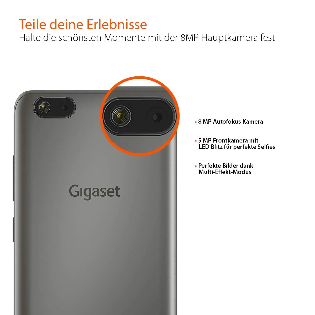Смартфон Gigaset GS100 5.5" HD+ 1GB 8GB 3000mAh Graphite Gray, фото №4 Смартфон Gigaset GS100 5.5" HD+ 1GB 8GB 3000mAh Graphite Gray, фото №4