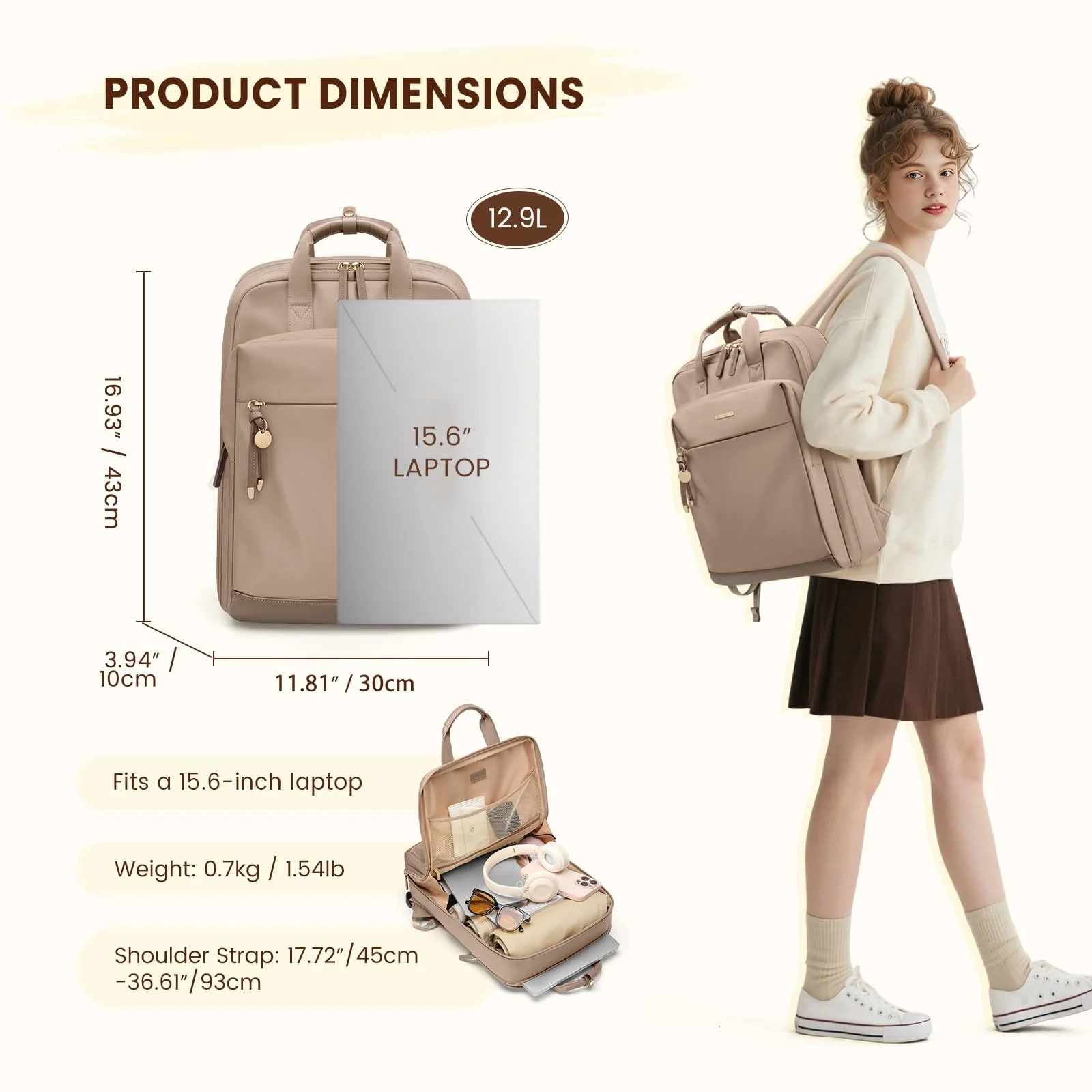Рюкзак для ноутбука GOLF QUALITY 15.6" Black Apricot Elegant brown, фото №2 Рюкзак для ноутбука GOLF QUALITY 15.6" Black Apricot Elegant brown, фото №2