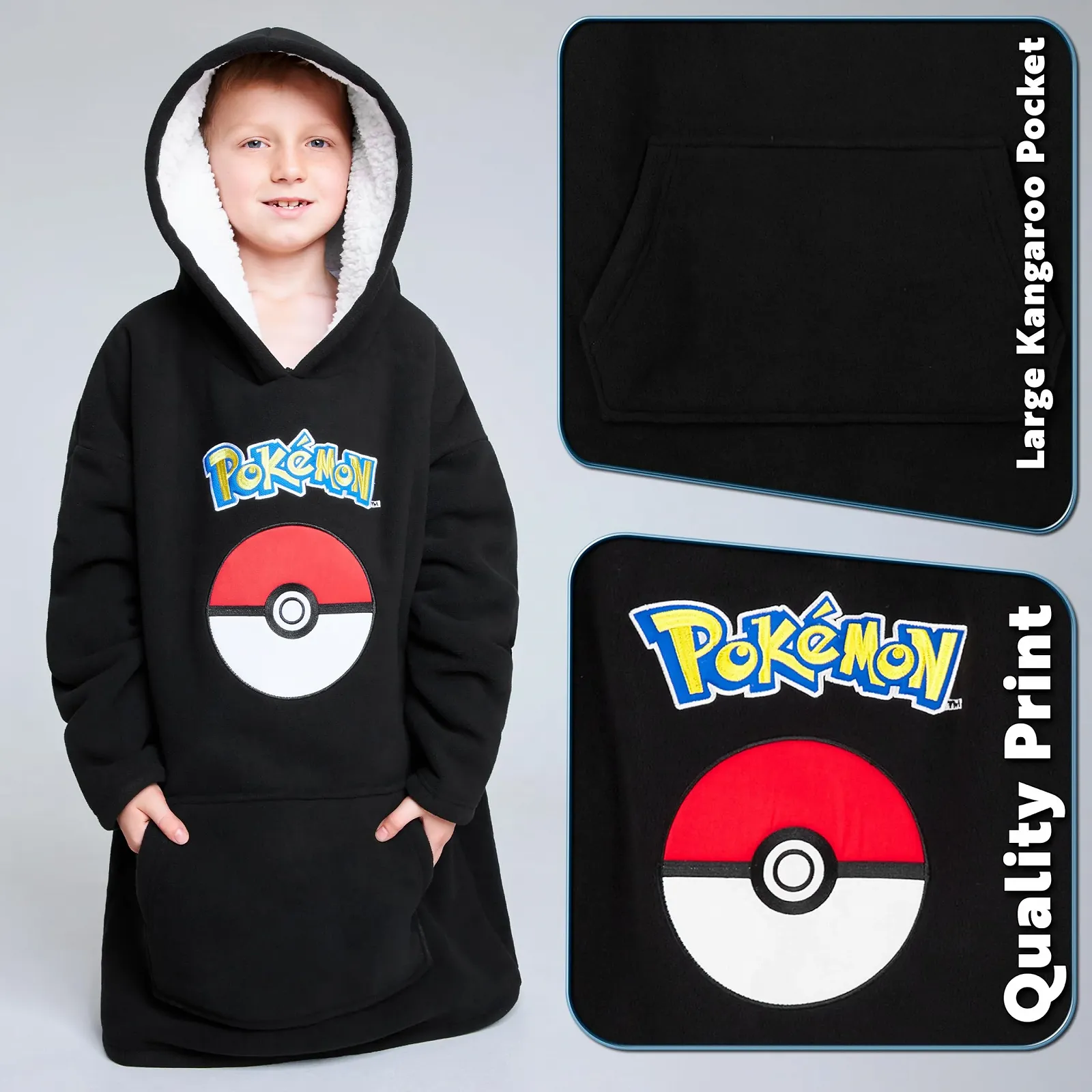 Ковдра-худі дитяча Pokemon, флісова толстовка Pikachu з капюшоном, фото №5 Ковдра-худі дитяча Pokemon, флісова толстовка Pikachu з капюшоном, фото №5