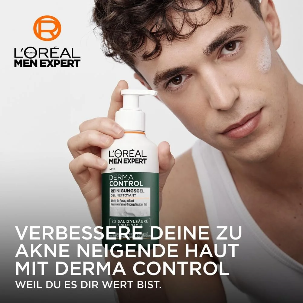 Гель для вмивання L'Oréal Men Expert Derma Control Anti-Pimple для обличчя з саліциловою кислотою 2% та ніацинамідом, 260 мл, фото №2