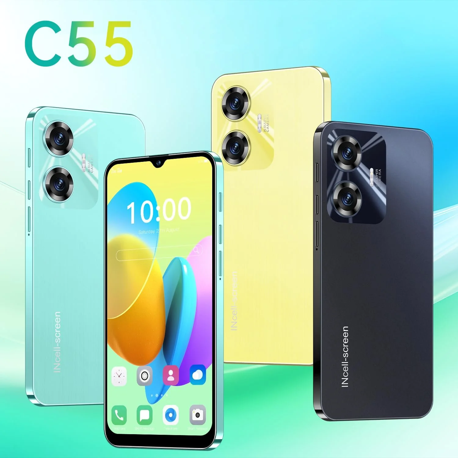 Смартфон PrzTIk C55 3GB + 32GB 4500 мАг 6.3 дюймів HD+ 4G Dual SIM Yellow, фото №2
