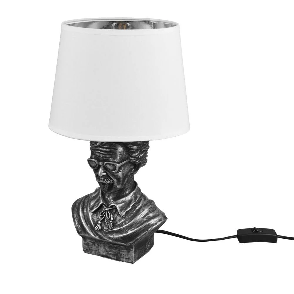 Настільна лампа etc-shop керамічна срібло тканинний плафон E14 діаметр 21 см біла, фото №9