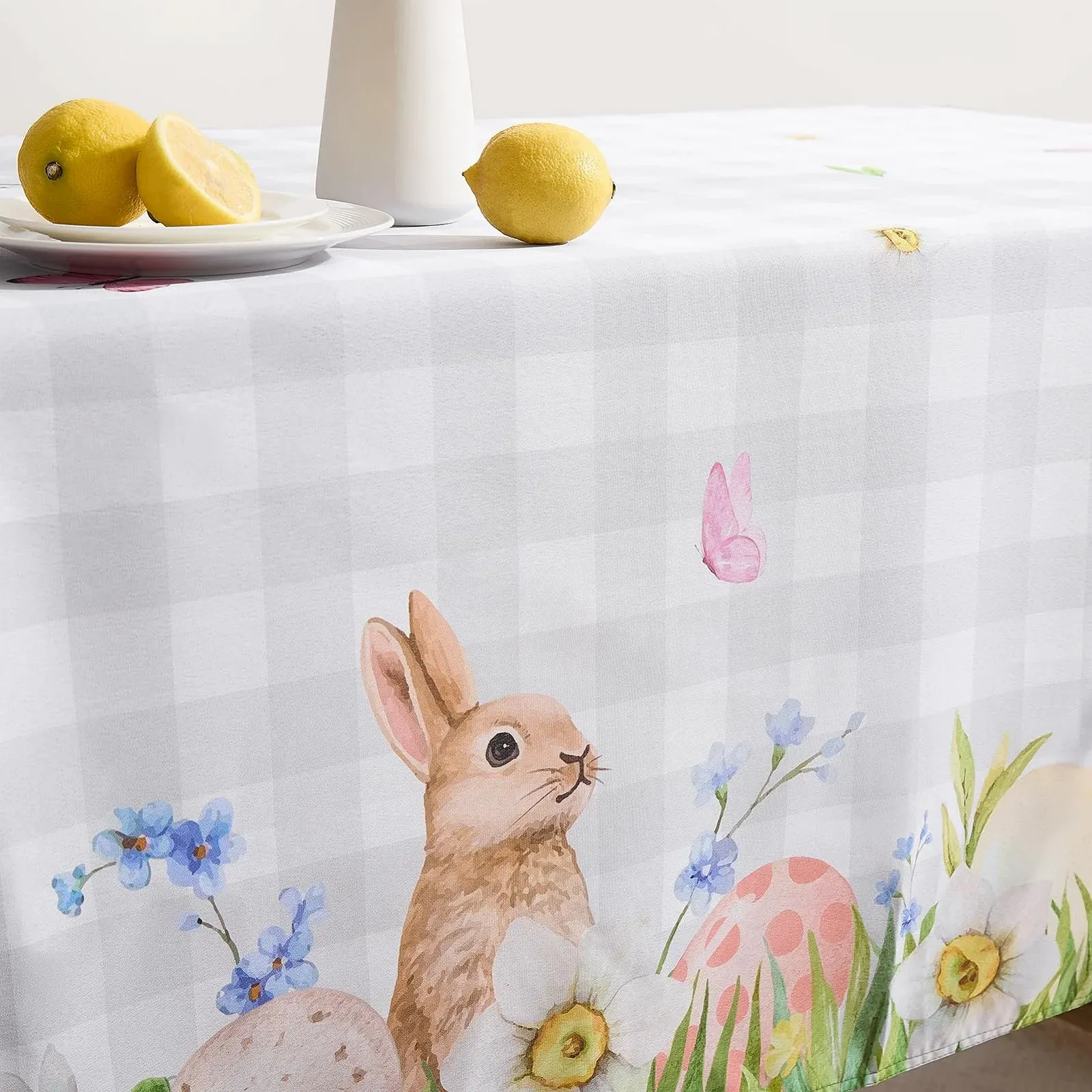 Скатертина Softalker Easter Клітчаста Grey White 80 x 80 см, фото №2