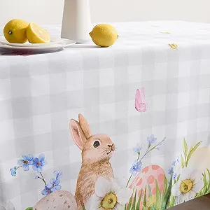 Скатертина Softalker Easter Клітчаста Grey White 80 x 80 см synthetic.ua - Фото 1