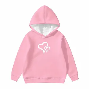 Детский худи с капюшоном с принтом милых сердечек, без кармана-кенгуру, повседневная толстовка для девочек synthetic.ua - Фото 1